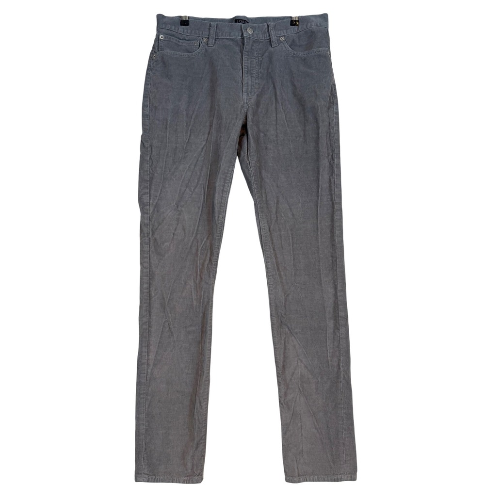 J.Crew Flex Slim Corduroy Pants Mens 32x34 Grey Fine Wale Dark Academia Preppy